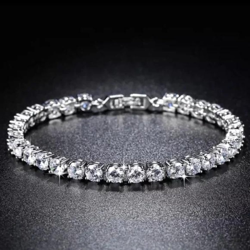Classic Silver Tennis Bracelet with Clear Stones
